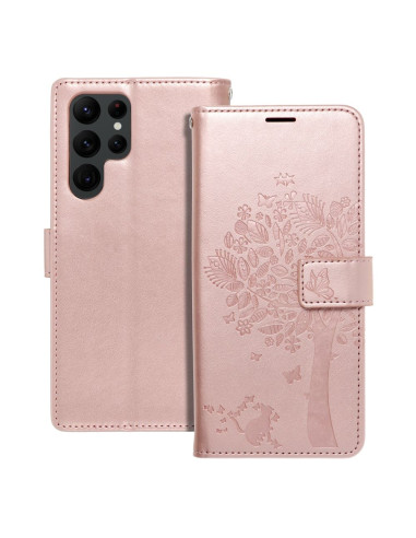 Etui MEZZO Book pour SAMSUNG S22 Ultra arbre or-rose
