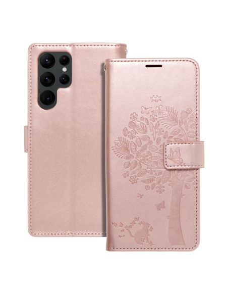 Etui MEZZO Book pour SAMSUNG S22 Ultra arbre or-rose