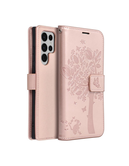 Etui MEZZO Book pour SAMSUNG S22 Ultra arbre or-rose