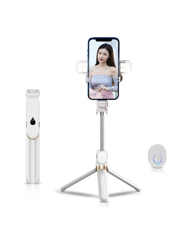 Kit / support selfie avec télécommande bluetooth trépied LED SSTR-20 blanc