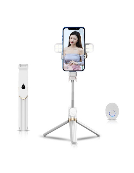 Kit / support selfie avec télécommande bluetooth trépied LED SSTR-20 blanc