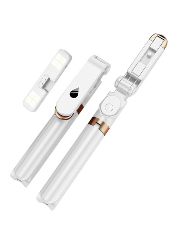 Kit / support selfie avec télécommande bluetooth trépied LED SSTR-20 blanc