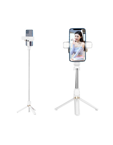 Kit / support selfie avec télécommande bluetooth trépied LED SSTR-20 blanc