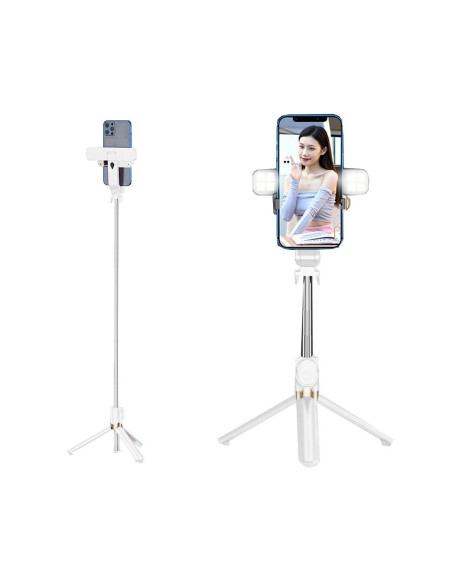 Kit / support selfie avec télécommande bluetooth trépied LED SSTR-20 blanc