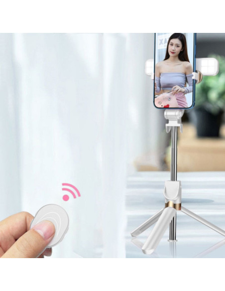 Kit / support selfie avec télécommande bluetooth trépied LED SSTR-20 blanc