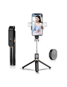 Kit / support selfie avec télécommande bluetooth trépied LED SSTR-20 noir