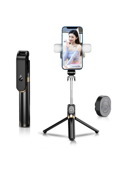 Kit / support selfie avec télécommande bluetooth trépied LED SSTR-20 noir