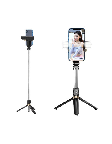 Kit / support selfie avec télécommande bluetooth trépied LED SSTR-20 noir