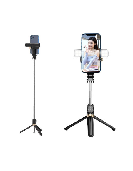 Kit / support selfie avec télécommande bluetooth trépied LED SSTR-20 noir