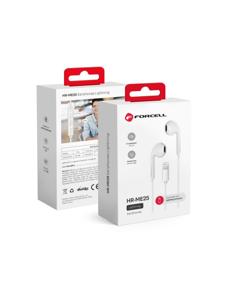 FORCELL kit d"écouteurs / écouteurs Stereo pour Apple iPhone Lightning 8-pin blanc HR-ME25
