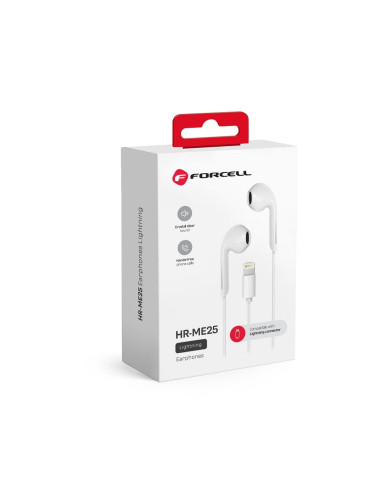 FORCELL kit d"écouteurs / écouteurs Stereo pour Apple iPhone Lightning 8-pin blanc HR-ME25