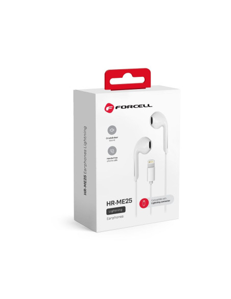 FORCELL kit d"écouteurs / écouteurs Stereo pour Apple iPhone Lightning 8-pin blanc HR-ME25