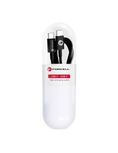 Câble FORCELL Type C vers Type C 2.0 QC3.0 PD 48W C293 TUBA noir 1 mètre.
