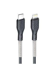 FORCELL Câble carbone Type C vers iPhone Lightning 8 broches Power Delivery PD27W CB-01C noir 1 mètre