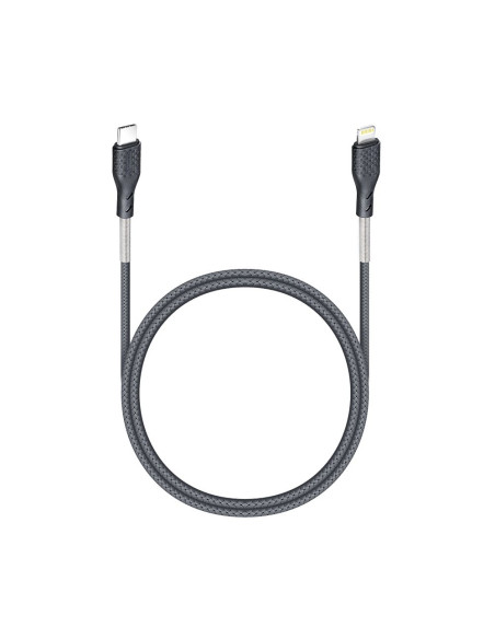FORCELL Câble carbone Type C vers iPhone Lightning 8 broches Power Delivery PD27W CB-01C noir 1 mètre