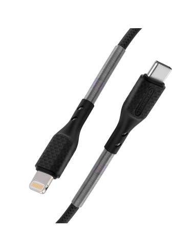 FORCELL Câble carbone Type C vers iPhone Lightning 8 broches Power Delivery PD27W CB-01C noir 1 mètre