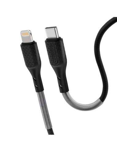 FORCELL Câble carbone Type C vers iPhone Lightning 8 broches Power Delivery PD27W CB-01C noir 1 mètre
