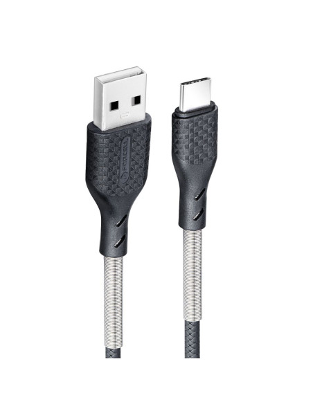 FORCELL Câble USB carbone vers Type C 2.0 2.4A CB-02A noir 1 mètre
