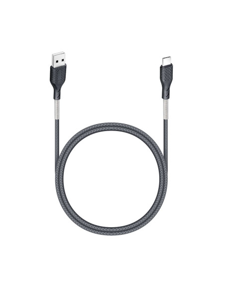 FORCELL Câble USB carbone vers Type C 2.0 2.4A CB-02A noir 1 mètre