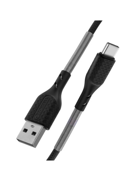 FORCELL Câble USB carbone vers Type C 2.0 2.4A CB-02A noir 1 mètre