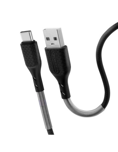 FORCELL Câble USB carbone vers Type C 2.0 2.4A CB-02A noir 1 mètre