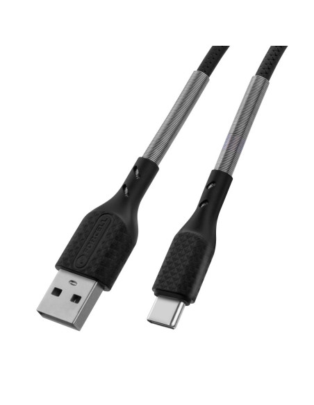 FORCELL Câble USB carbone vers Type C 2.0 2.4A CB-02A noir 1 mètre