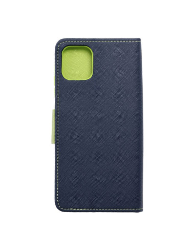 Etui fantaisie pour SAMSUNG A03 bleu marine / vert lime