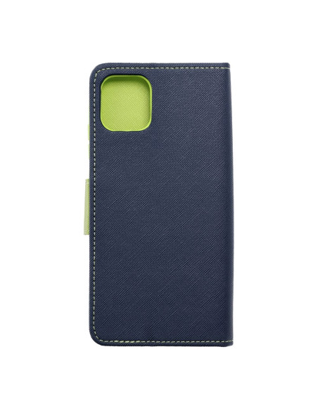 Etui fantaisie pour SAMSUNG A03 bleu marine / vert lime