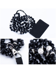 Pendentif téléphone CRYSTAL DIAMANT / longueur du cordon 74cm (37cm en boucle) / pendentif cou - noir 2