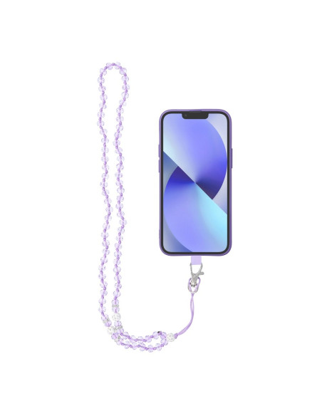Pendentif DIAMANT CRISTAL pour téléphone / longueur du cordon 74cm (37cm en boucle) / autour du cou - violet