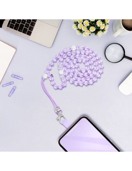 Pendentif DIAMANT CRISTAL pour téléphone / longueur du cordon 74cm (37cm en boucle) / autour du cou - violet
