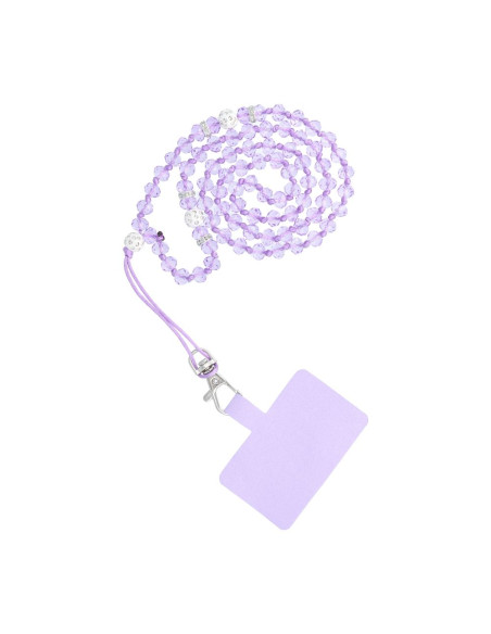 Pendentif DIAMANT CRISTAL pour téléphone / longueur du cordon 74cm (37cm en boucle) / autour du cou - violet