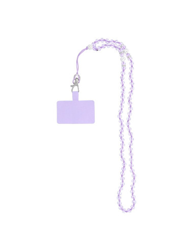 Pendentif DIAMANT CRISTAL pour téléphone / longueur du cordon 74cm (37cm en boucle) / autour du cou - violet