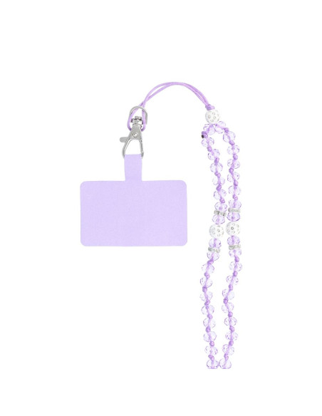 Pendentif DIAMANT CRISTAL pour téléphone / longueur du cordon 74cm (37cm en boucle) / autour du cou - violet