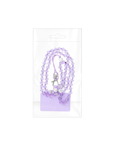 Pendentif DIAMANT CRISTAL pour téléphone / longueur du cordon 74cm (37cm en boucle) / autour du cou - violet