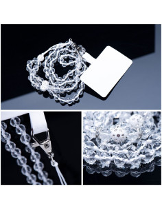 Pendentif téléphone CRYSTAL DIAMANT / longueur du cordon 74cm (37cm en boucle) / pendentif cou - blanc 2