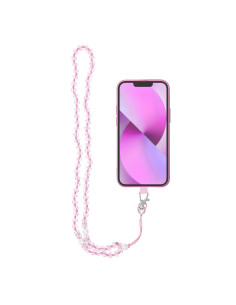 Pendentif DIAMANT CRISTAL pour téléphone / longueur du cordon 74cm (37cm en boucle) / autour du cou - rose clair