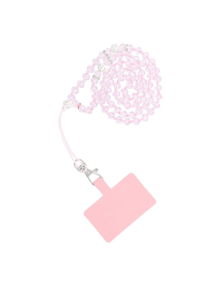 Pendentif DIAMANT CRISTAL pour téléphone / longueur du cordon 74cm (37cm en boucle) / autour du cou - rose clair