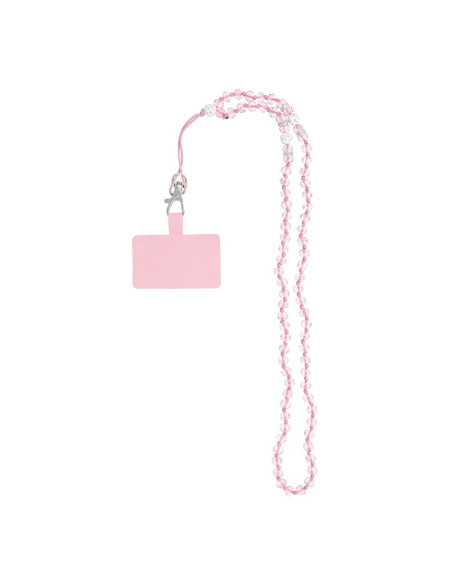 Pendentif DIAMANT CRISTAL pour téléphone / longueur du cordon 74cm (37cm en boucle) / autour du cou - rose clair
