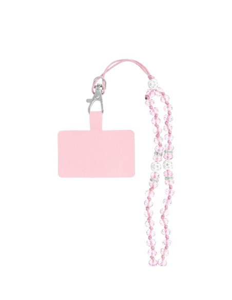 Pendentif DIAMANT CRISTAL pour téléphone / longueur du cordon 74cm (37cm en boucle) / autour du cou - rose clair