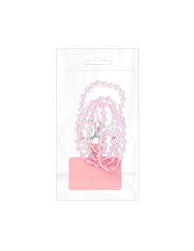 Pendentif DIAMANT CRISTAL pour téléphone / longueur du cordon 74cm (37cm en boucle) / autour du cou - rose clair