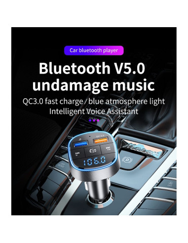 Transmetteur FM MP3 avec bluetooth 5.0 + lecteur de carte mémoire + 2xUSB QC3.0 BC57