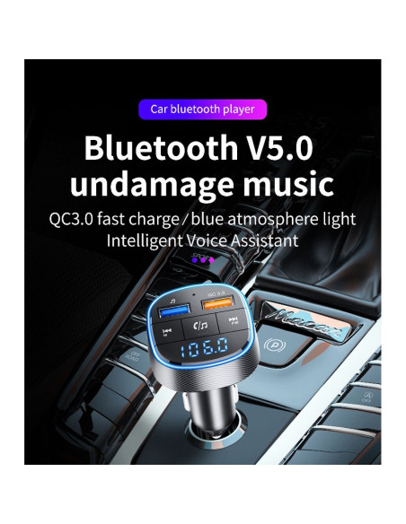 Transmetteur FM MP3 avec bluetooth 5.0 + lecteur de carte mémoire + 2xUSB QC3.0 BC57