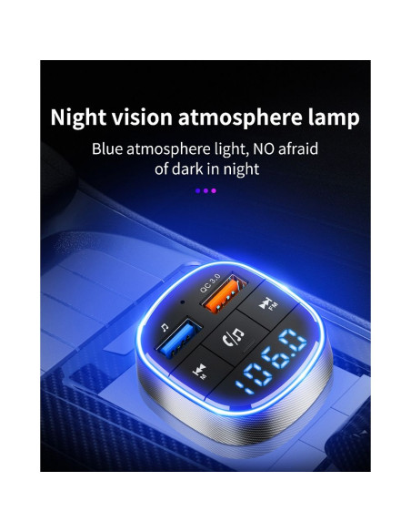 Transmetteur FM MP3 avec bluetooth 5.0 + lecteur de carte mémoire + 2xUSB QC3.0 BC57