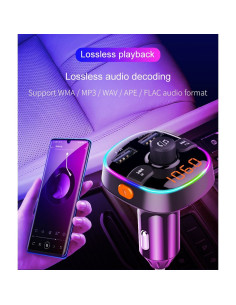 Transmetteur FM MP3 avec bluetooth 5.0 + lecteur de carte mémoire + 2xUSB QC3.0 BC52L 2