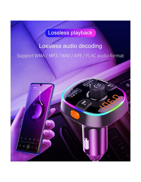 Transmetteur FM MP3 avec bluetooth 5.0 + lecteur de carte mémoire + 2xUSB QC3.0 BC52L