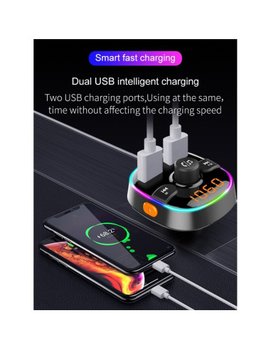 Transmetteur FM MP3 avec bluetooth 5.0 + lecteur de carte mémoire + 2xUSB QC3.0 BC52L