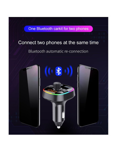 Transmetteur FM MP3 avec bluetooth 5.0 + lecteur de carte mémoire + 2xUSB QC3.0 BC52L
