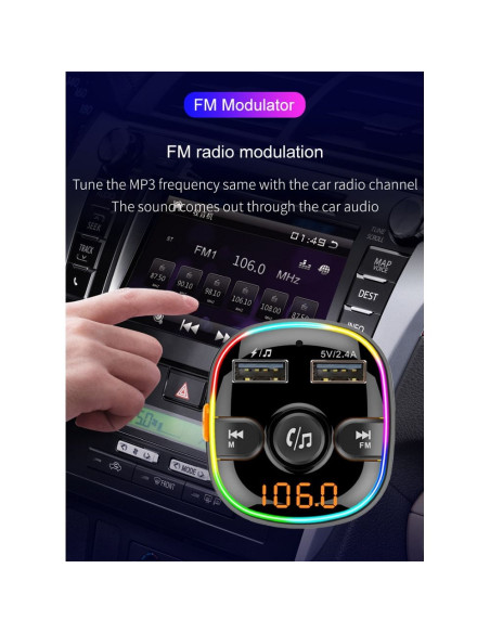 Transmetteur FM MP3 avec bluetooth 5.0 + lecteur de carte mémoire + 2xUSB QC3.0 BC52L