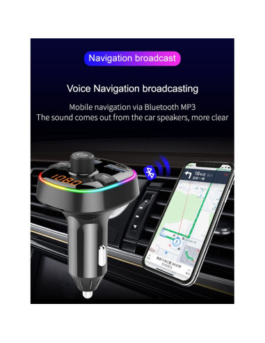 Transmetteur FM MP3 avec bluetooth 5.0 + lecteur de carte mémoire + 2xUSB QC3.0 BC52L